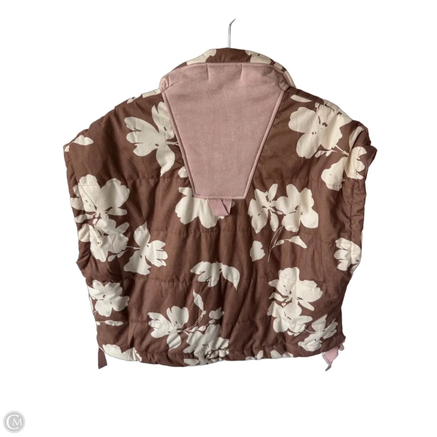 Vest Puffer & Quilted By Clothes Mentor In Brown & Cream, Size: L