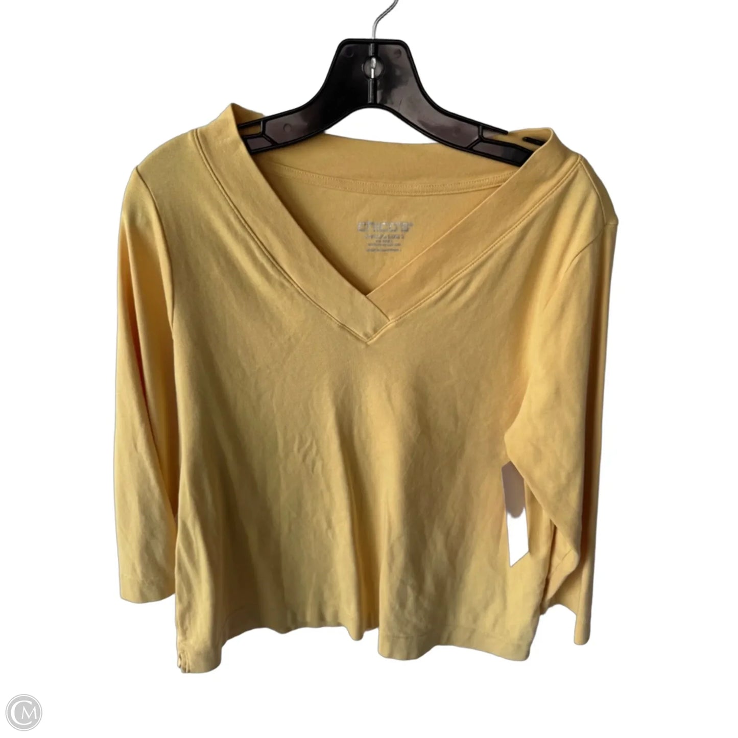 Top 3/4 Sleeve Basic By Chicos In Yellow, Size: L