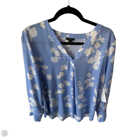 Top Long Sleeve By Ann Taylor In Blue & White, Size: Lp