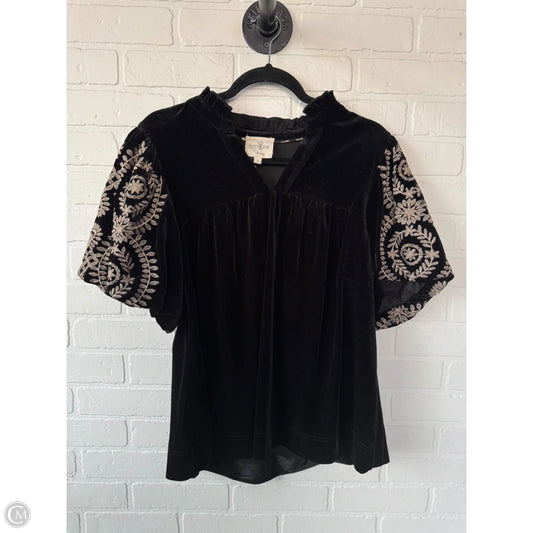 Top Short Sleeve By Umgee In Black & Tan, Size: M