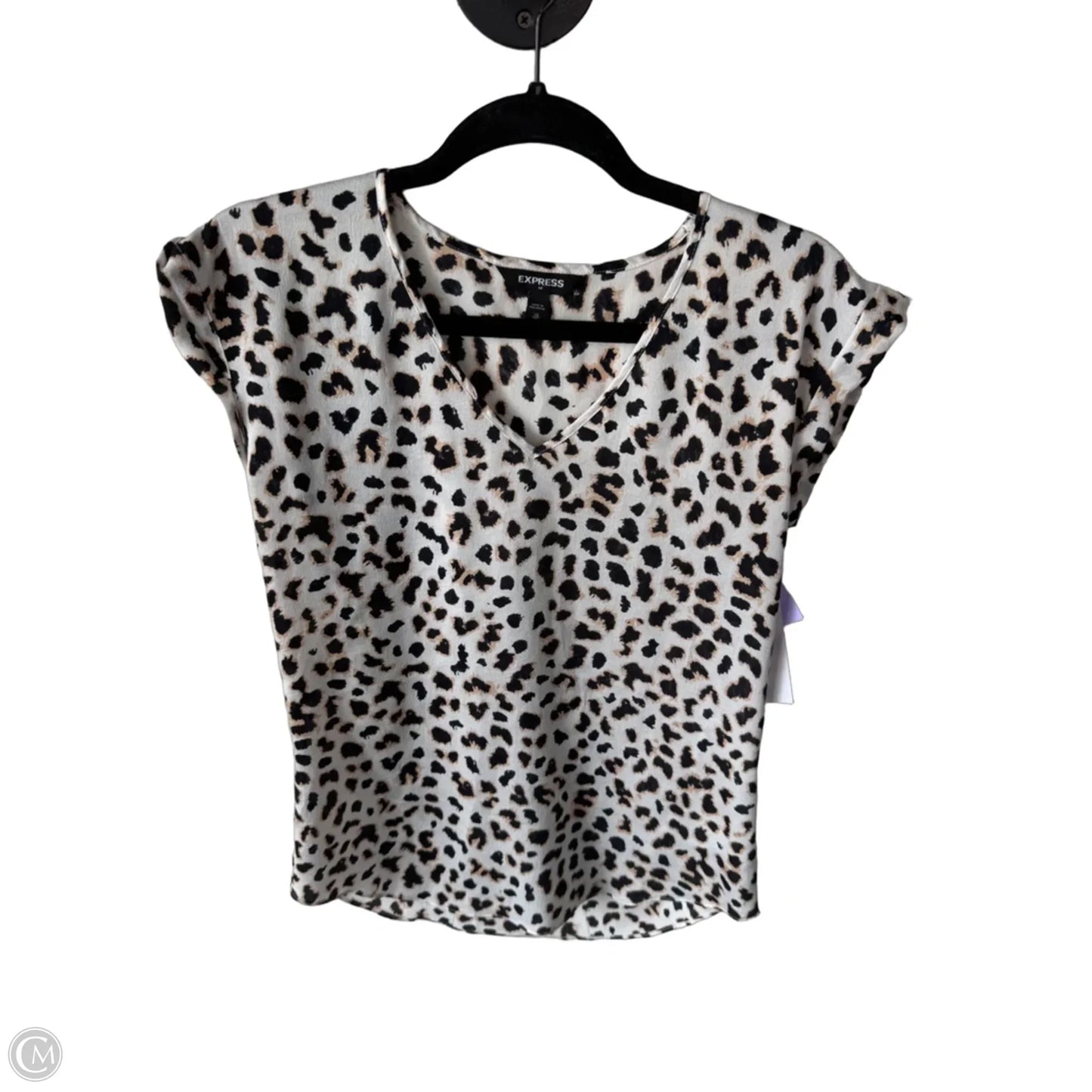 Top Short Sleeve By Express In Black & White, Size: Xs