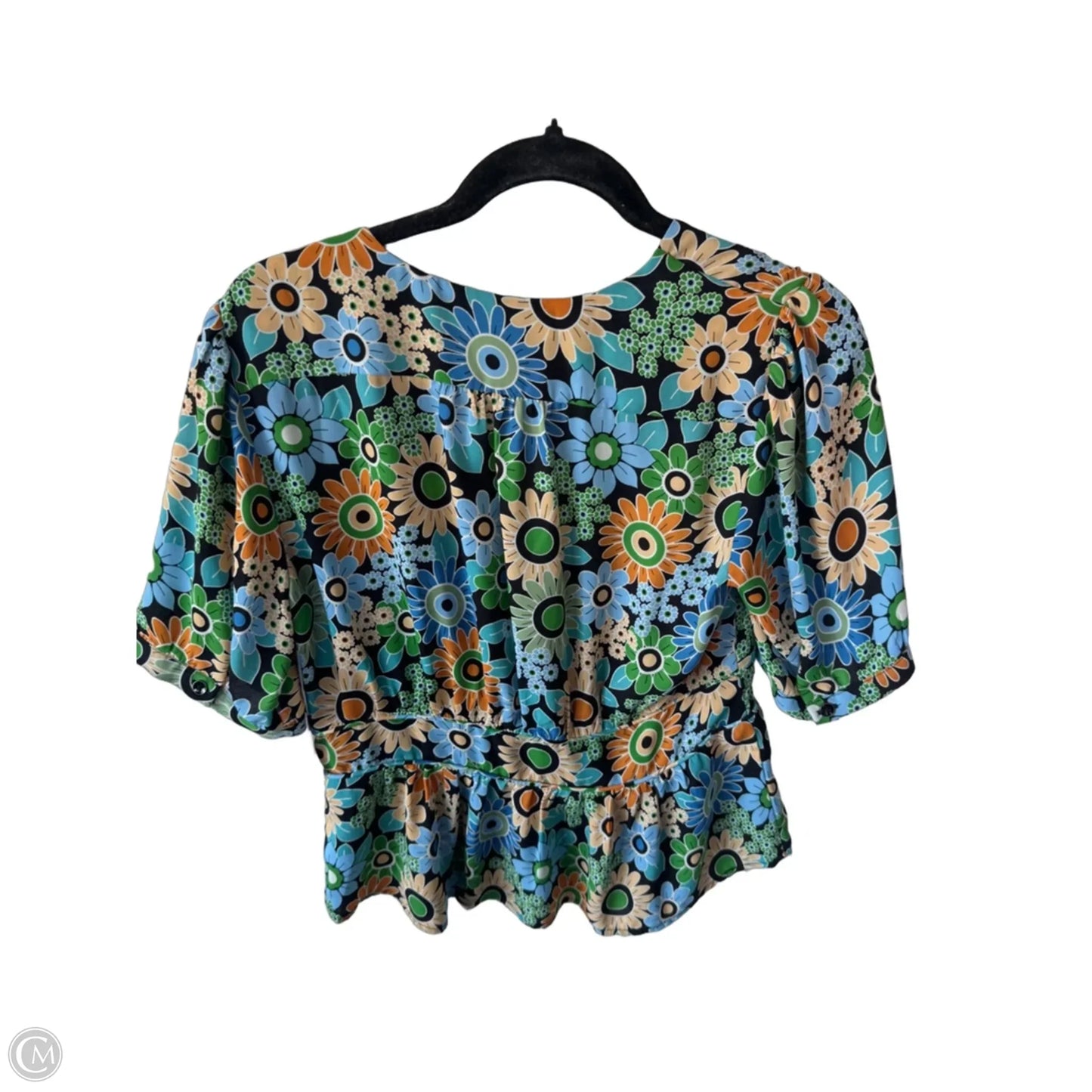 Top Short Sleeve By Cabi In Black & Blue, Size: S