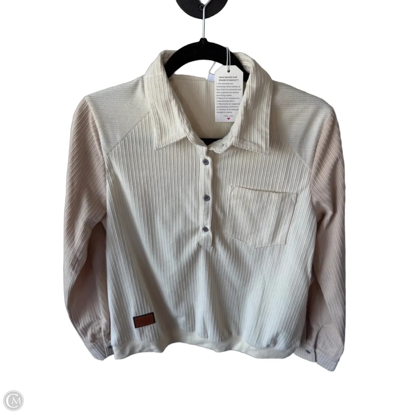 Top Long Sleeve By Cme In Cream & Tan, Size: M