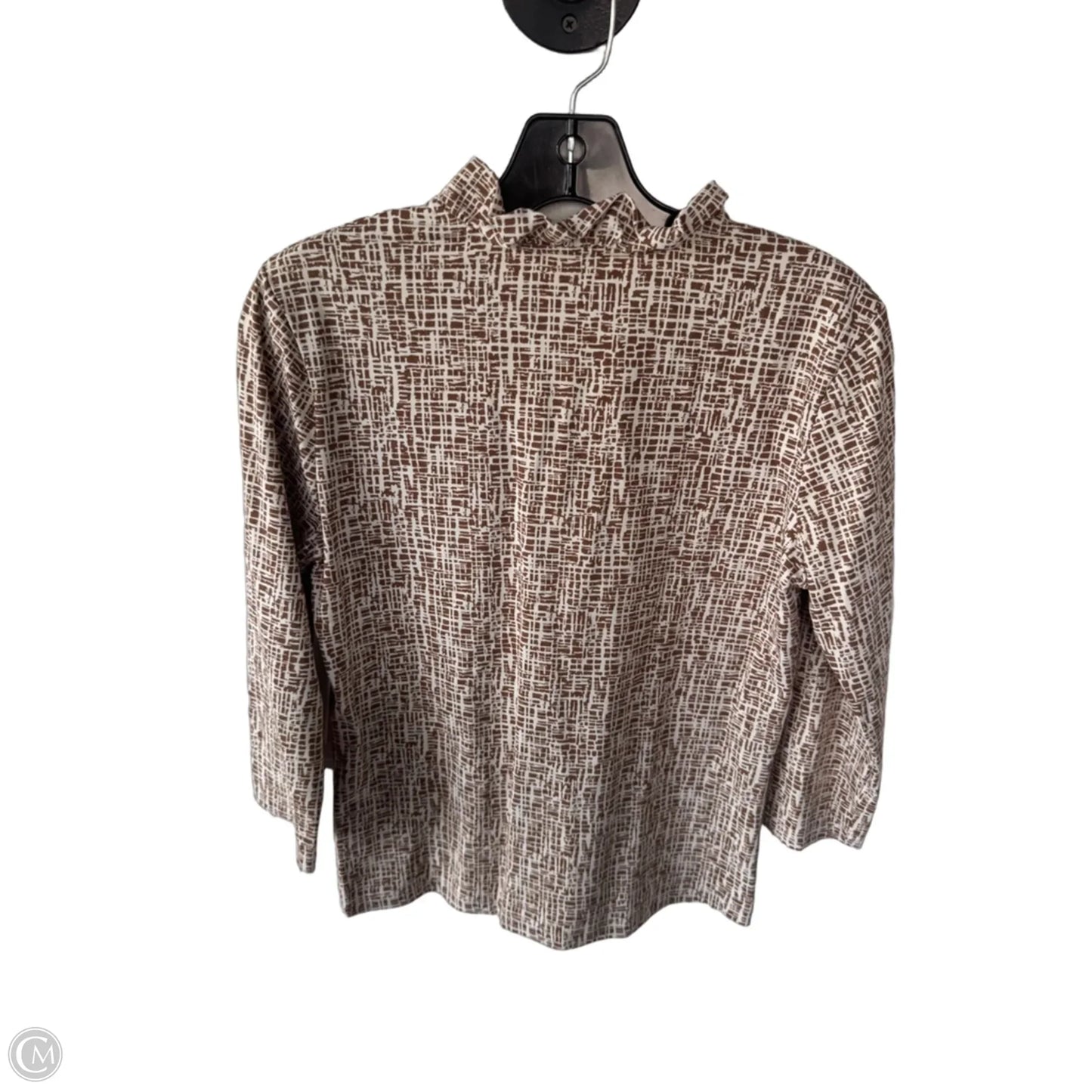 Top Long Sleeve By J Mclaughlin In Brown & Cream, Size: M