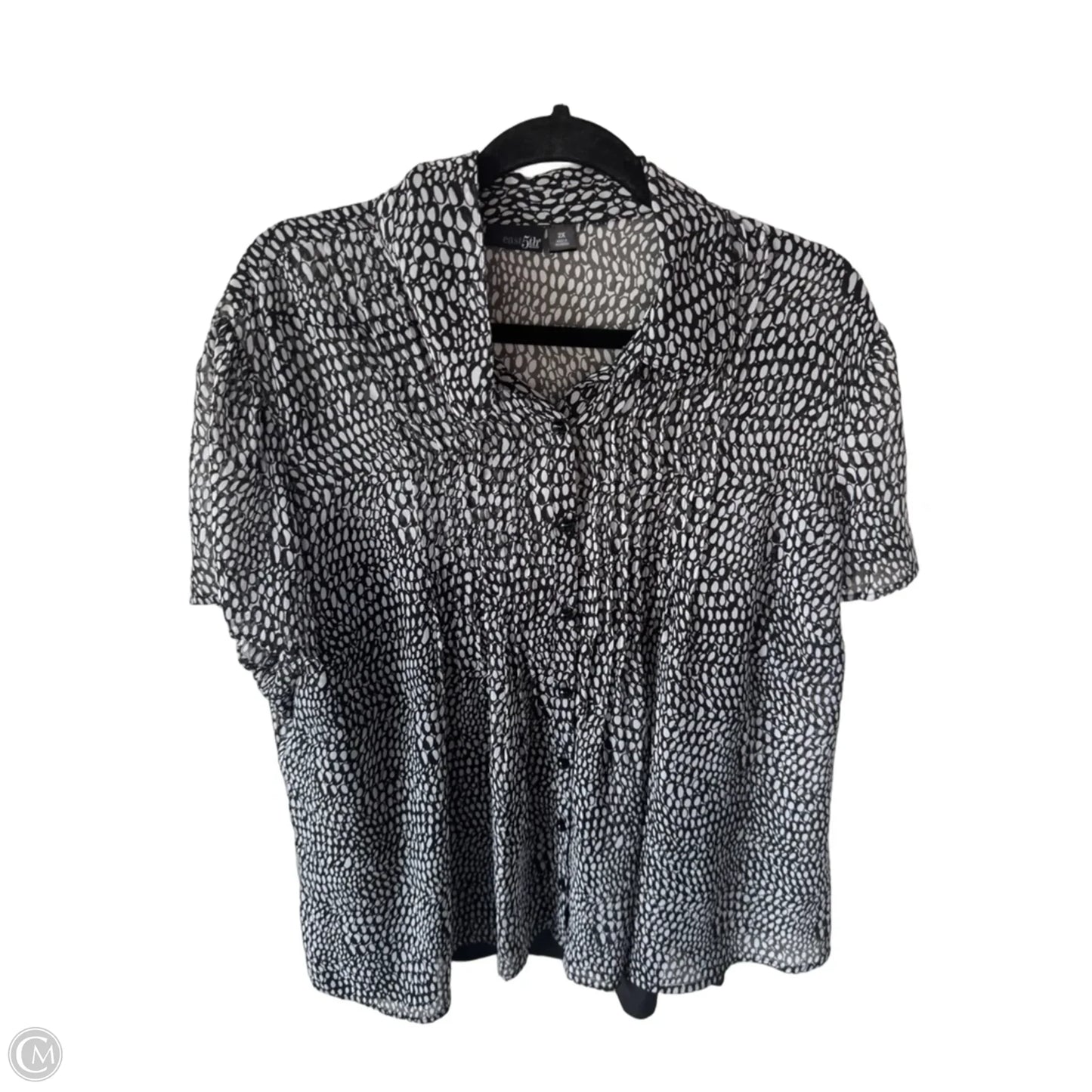 Top 2pc Short Sleeve By East 5th In Black & White, Size: 2x