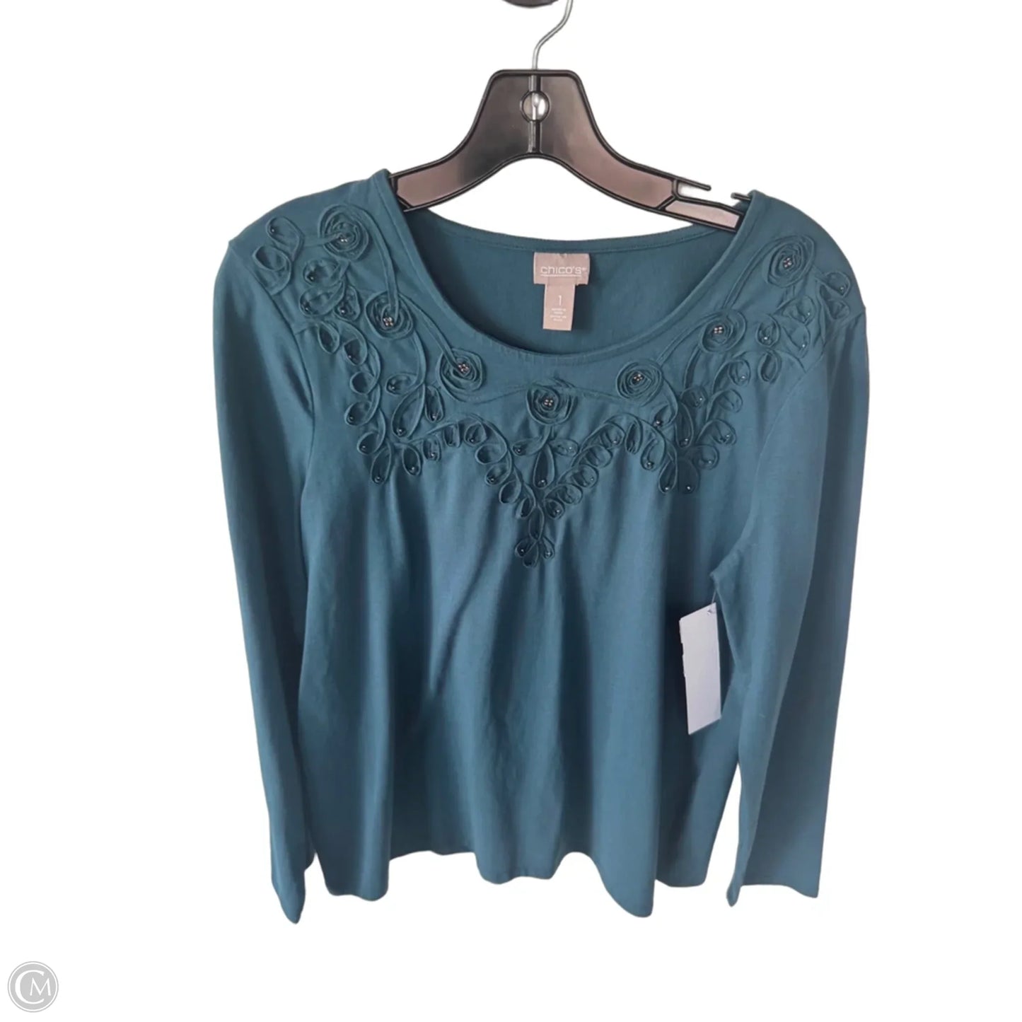 Top Long Sleeve By Chicos In Teal, Size: M