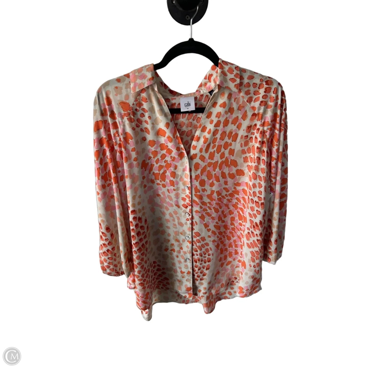 Top Long Sleeve By Cabi In Grey & Orange, Size: M
