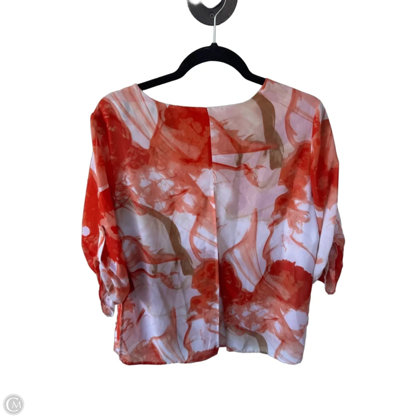 Top 3/4 Sleeve By Chicos In Orange & White, Size: M