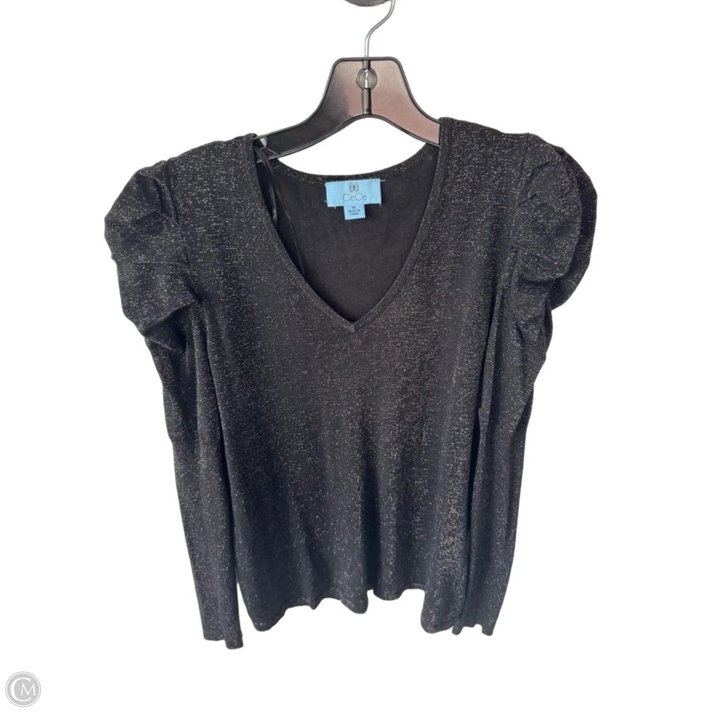 Top Long Sleeve By Cece In Black & Silver, Size: M