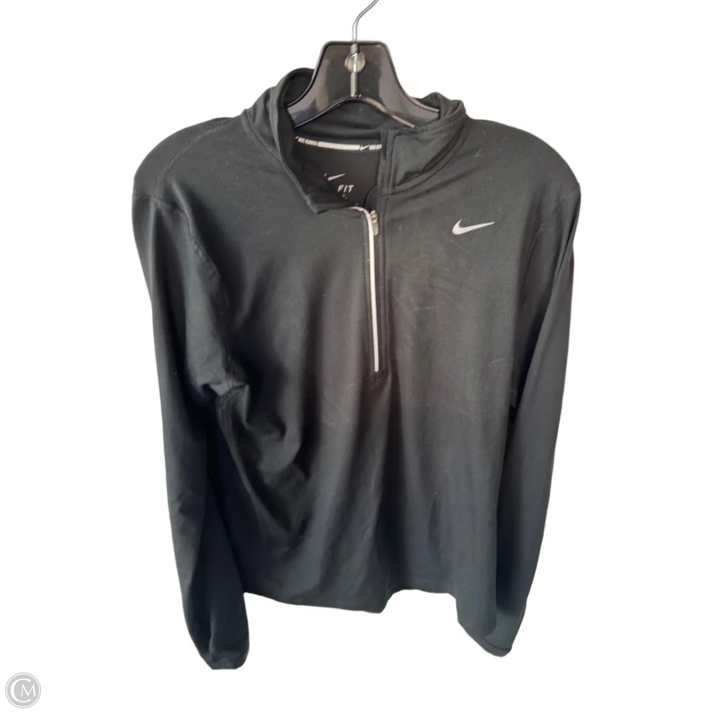 Athletic Top Long Sleeve Collar By Nike Apparel In Black, Size: M