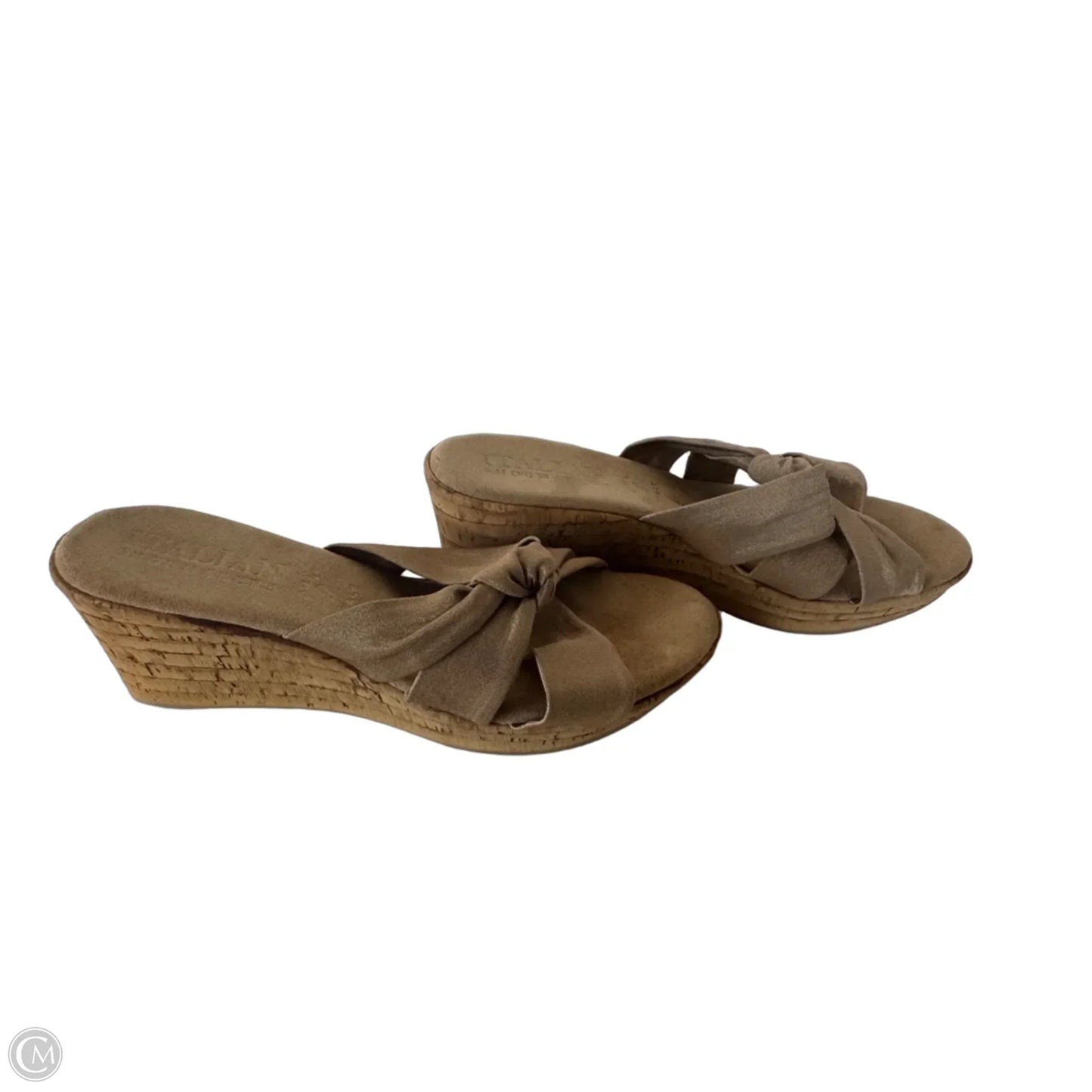 Sandals Heels Wedge By Italian Shoemakers In Tan, Size: 8.5