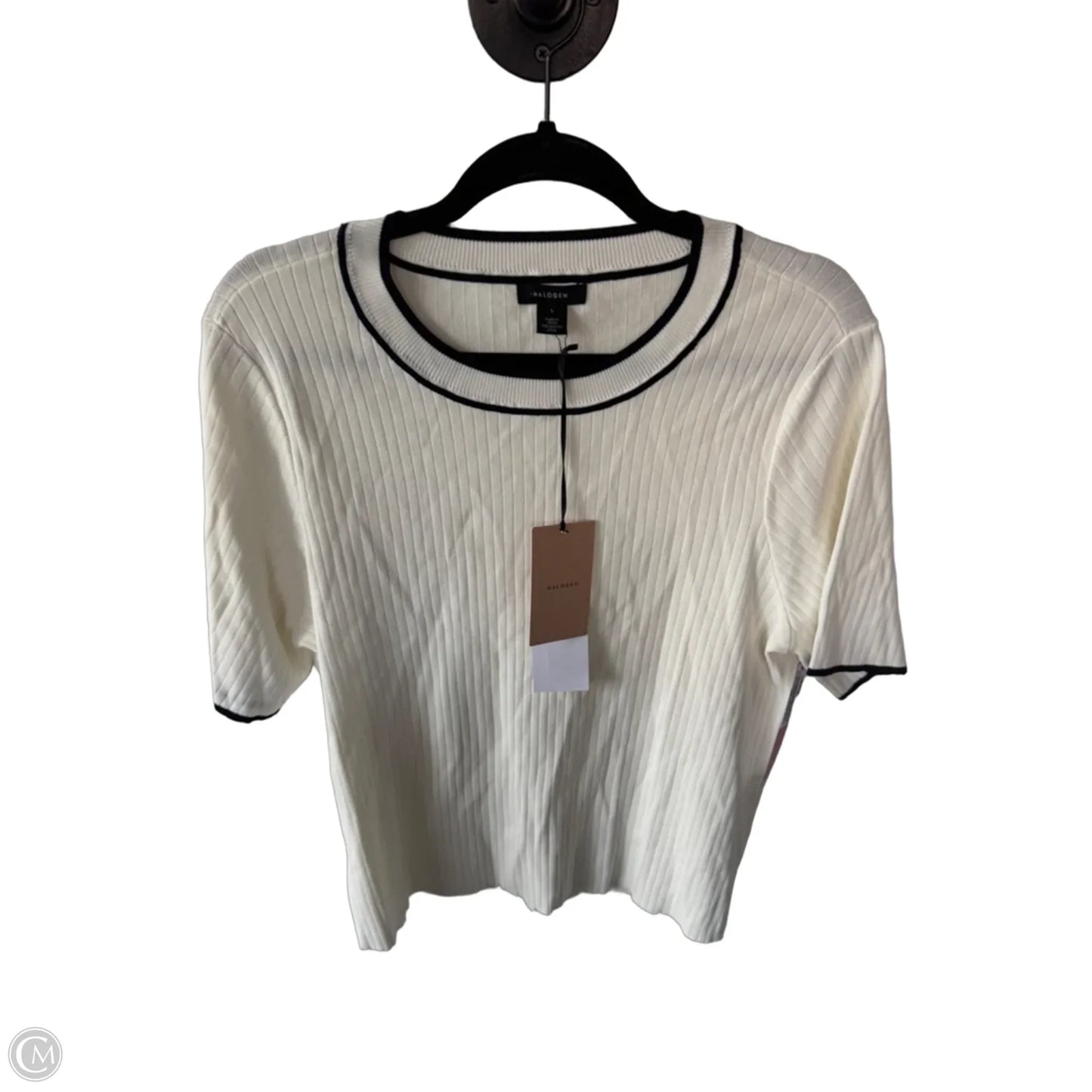 Top Short Sleeve By Halogen In Black & Cream, Size: L