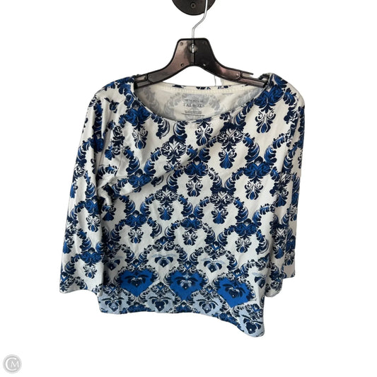 Top Long Sleeve Basic By Talbots In Blue & White, Size: L
