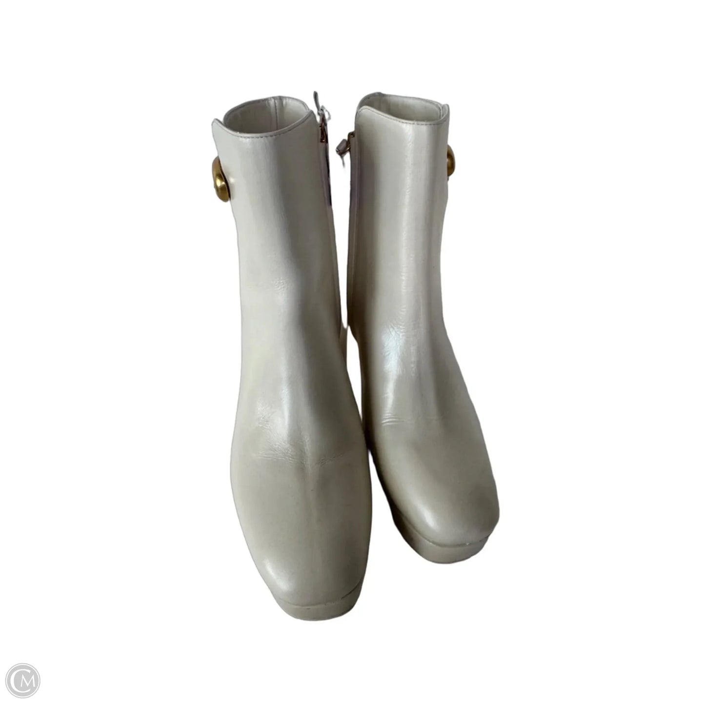 Boots Mid-calf Heels By Cmb In Cream, Size: 8.5
