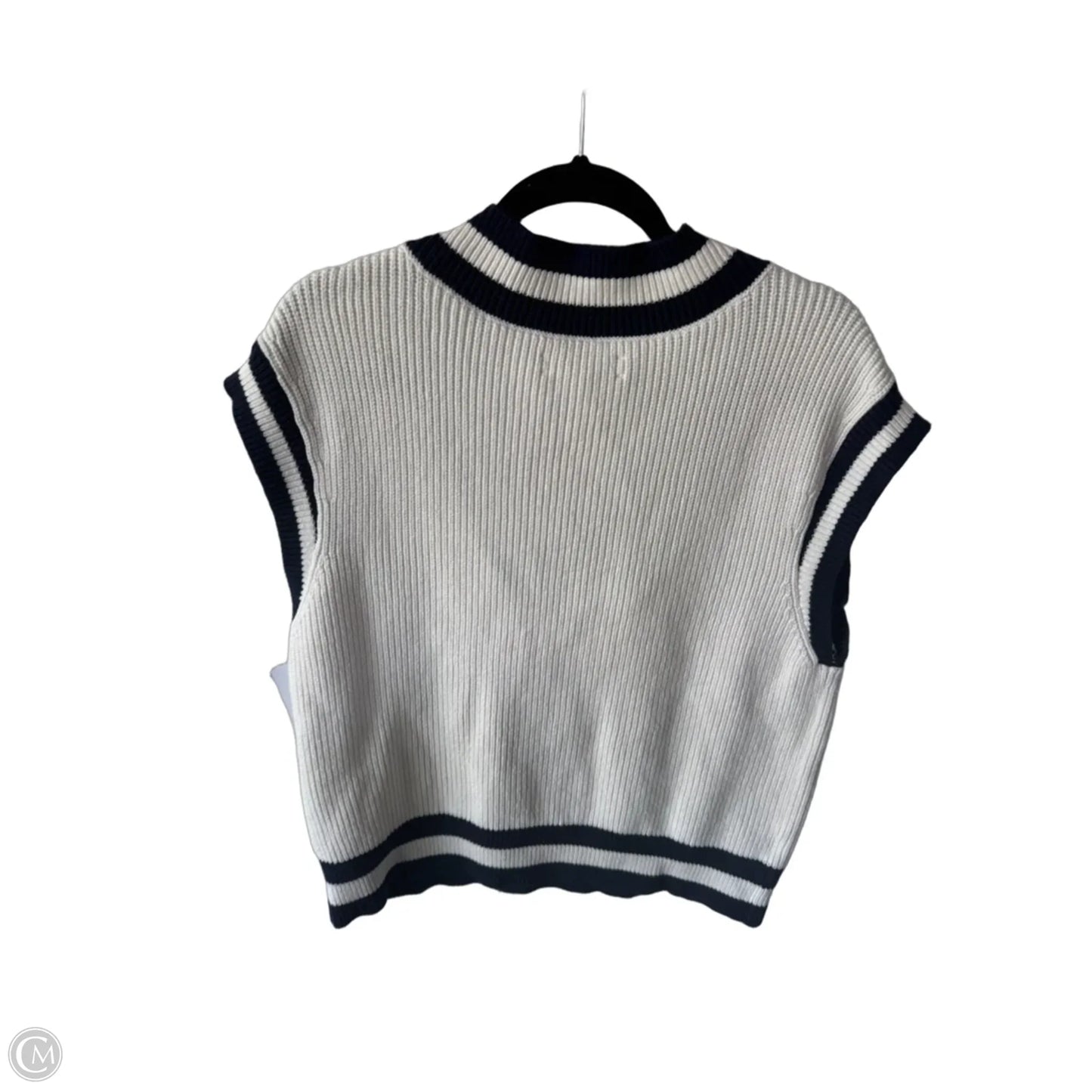 Vest Sweater By Loft In Blue & Cream, Size: L