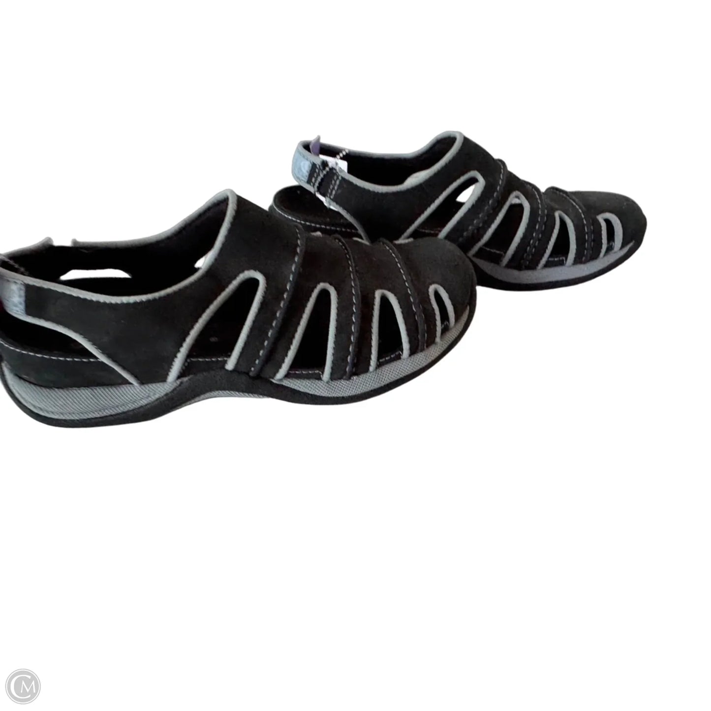 Sandals Flats By Clarks In Black & Grey, Size: 8