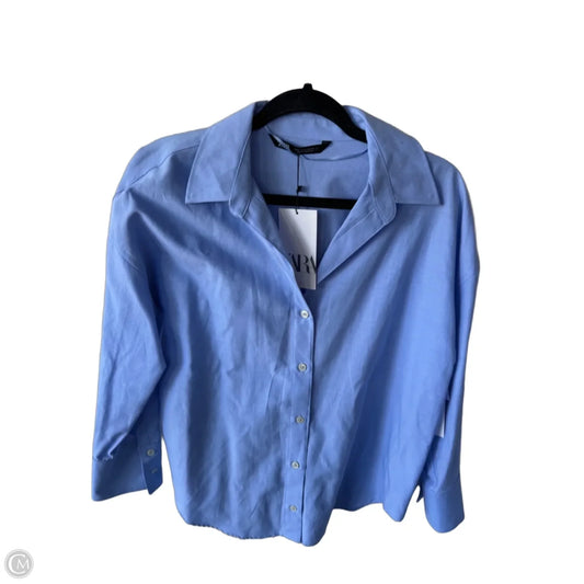 Top Long Sleeve By Zara In Blue, Size: S