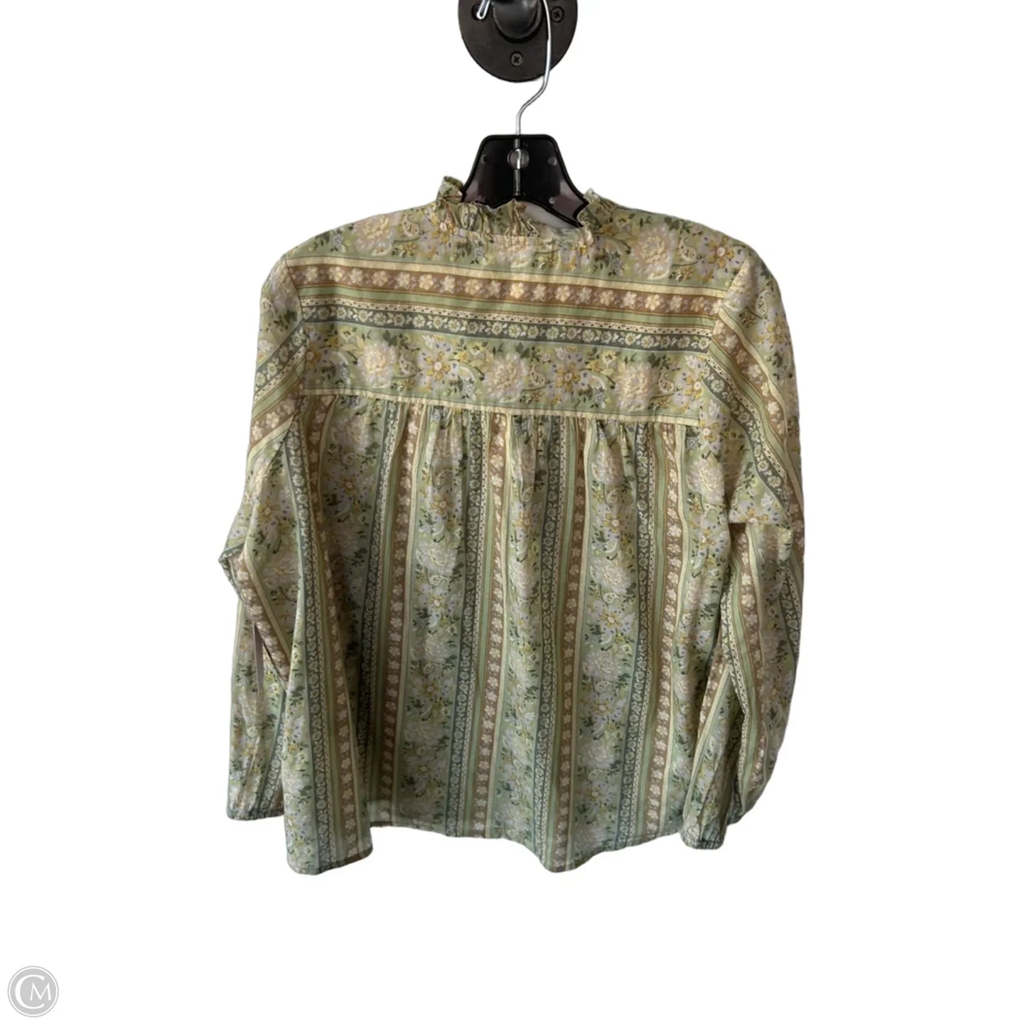 Top Long Sleeve By Cmc In Green & Tan, Size: S