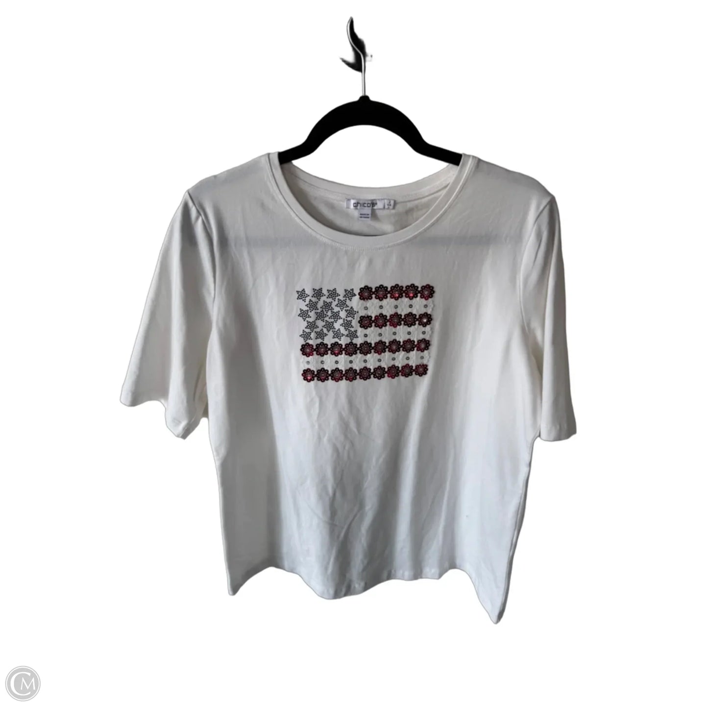 Top Short Sleeve By Chicos In White, Size: L