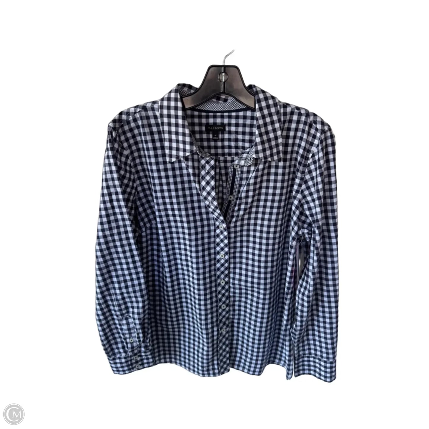 Top Long Sleeve By Talbots In Blue & White, Size: M