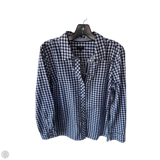 Top Long Sleeve By Talbots In Blue & White, Size: M