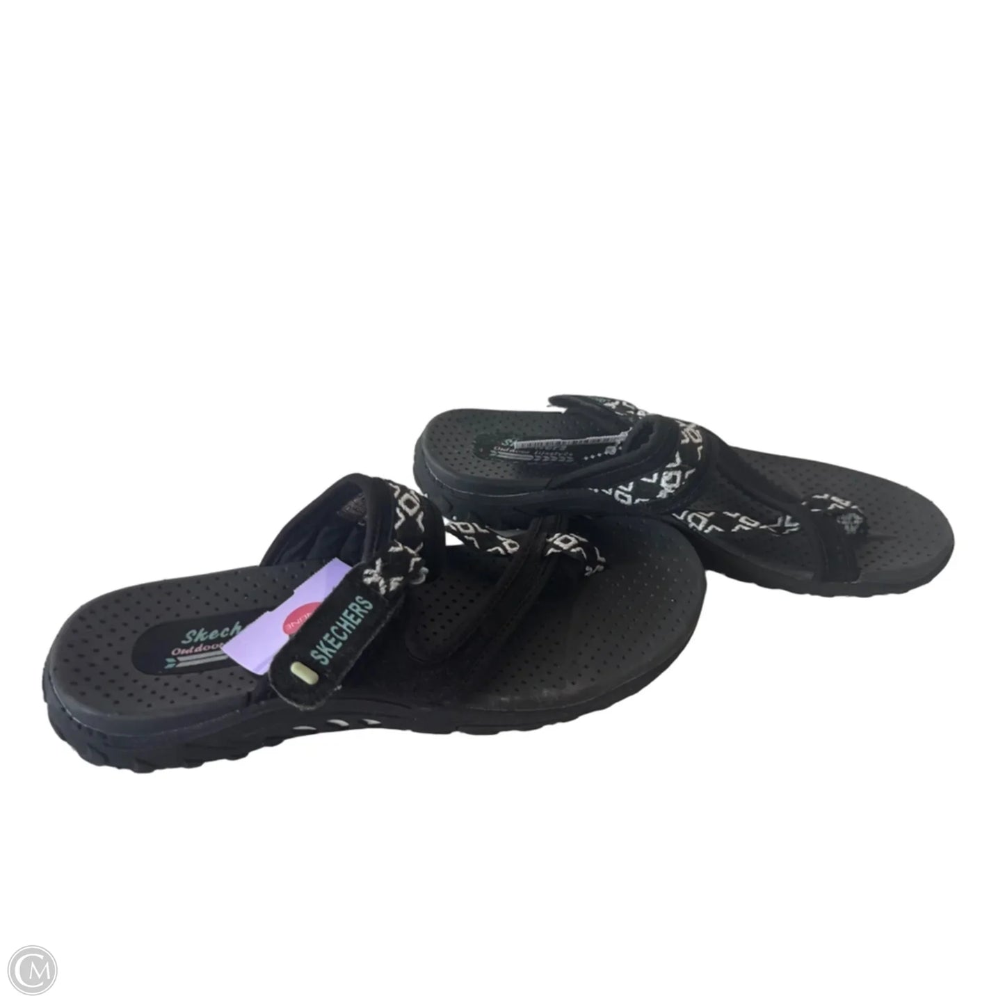 Sandals Flats By Skechers In Black & White, Size: 8