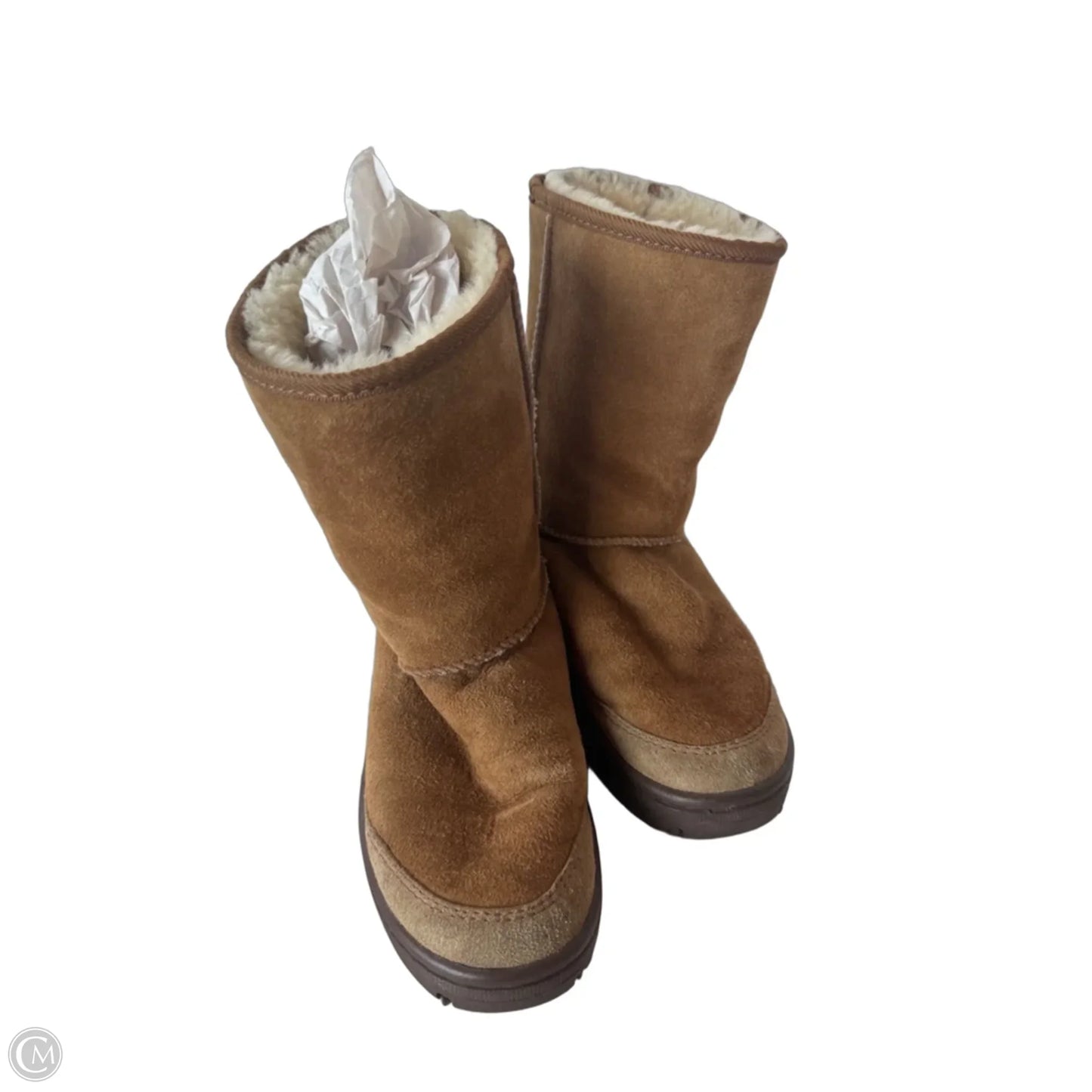 Boots Designer By Ugg In Brown, Size: 6