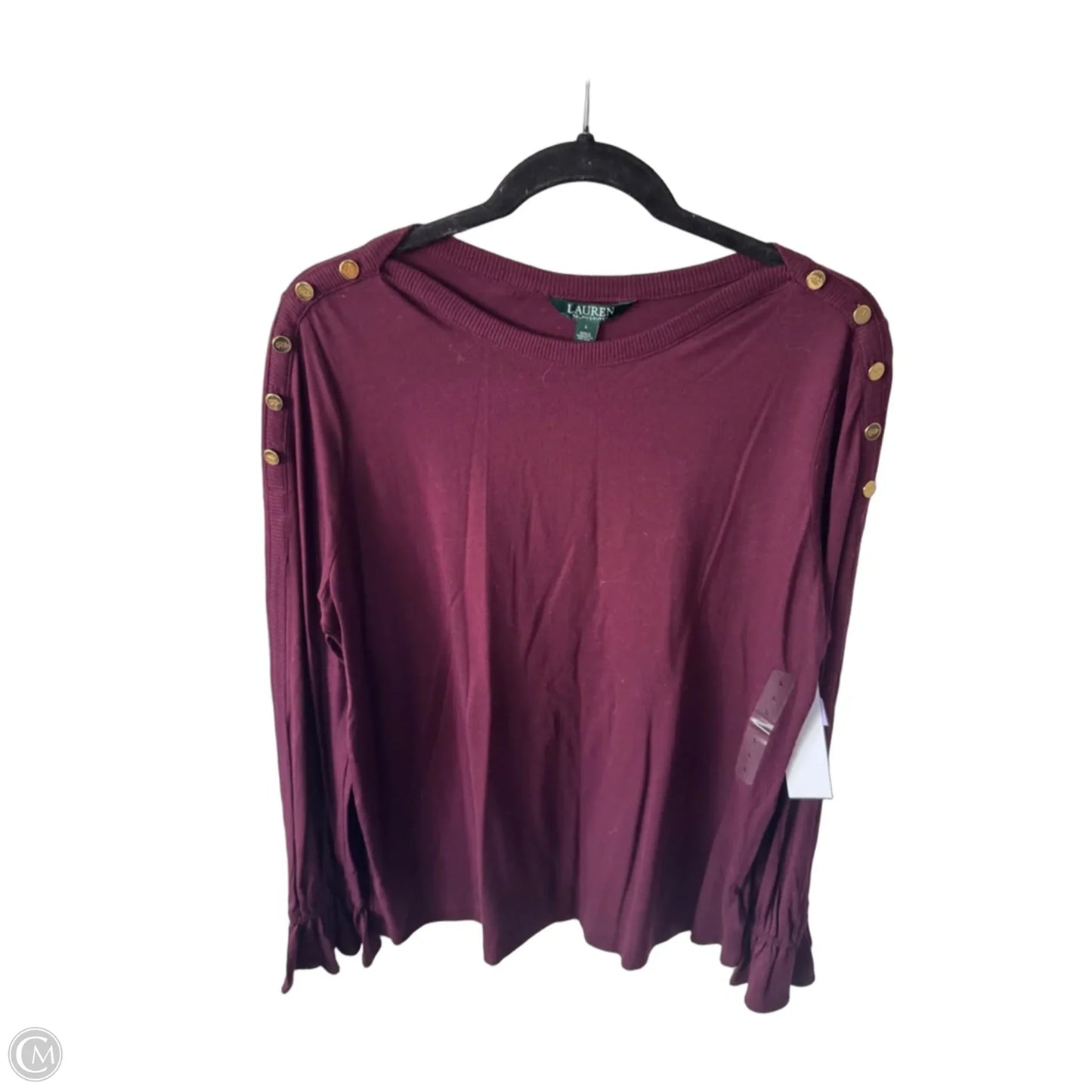 Top Long Sleeve By Lauren By Ralph Lauren In Maroon, Size: L