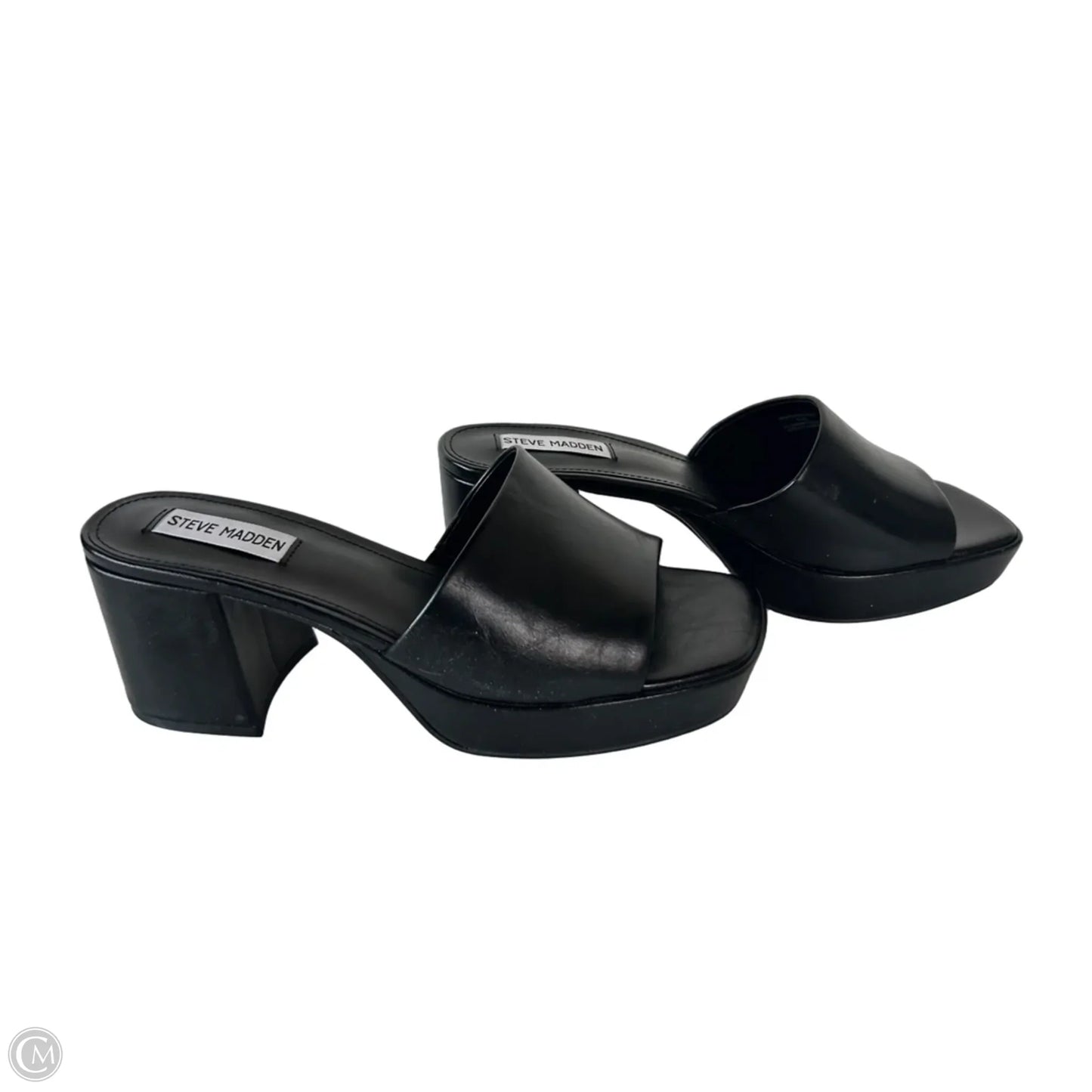 Sandals Heels Block By Steve Madden In Black, Size: 9.5