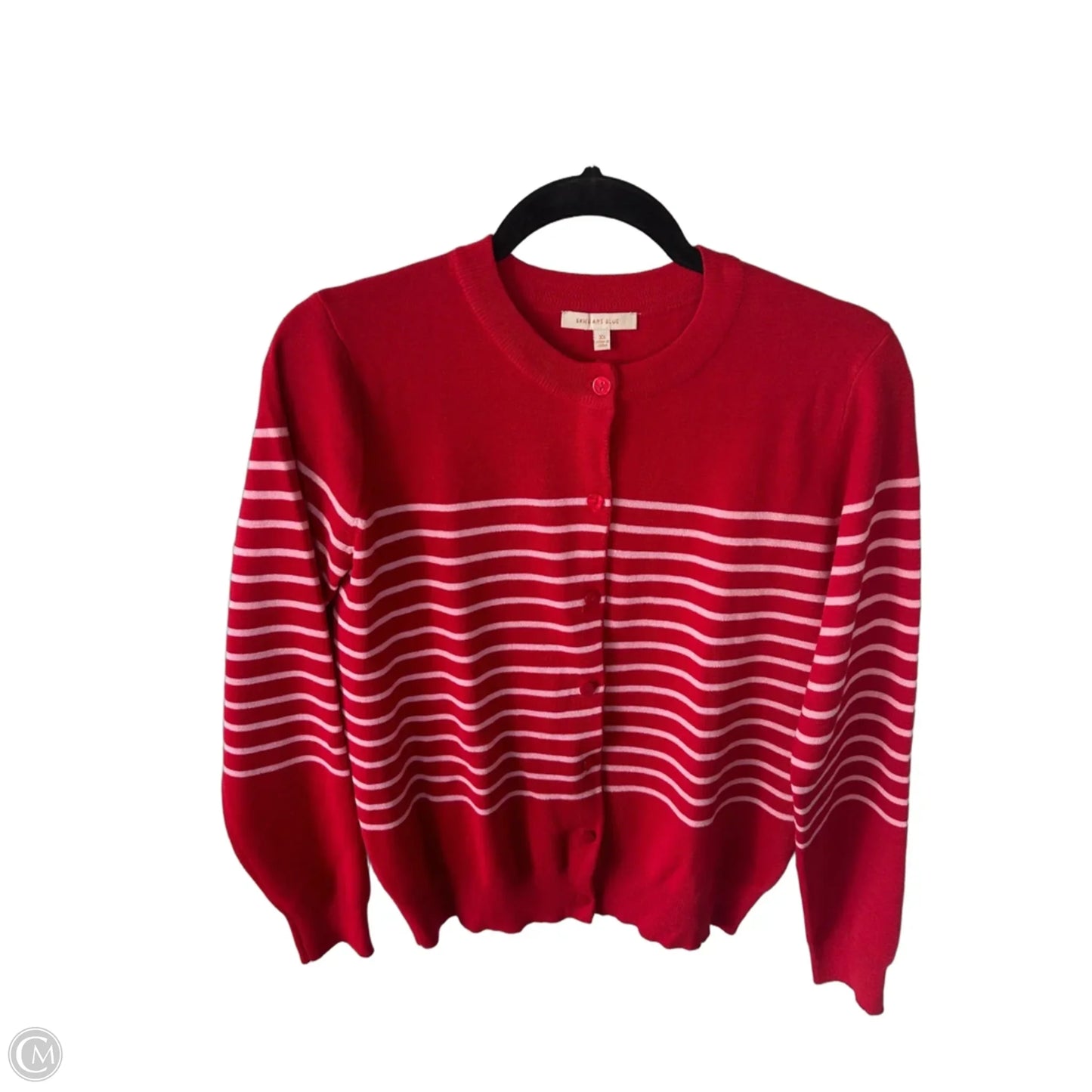 Sweater Cardigan By Skies Are Blue In Red & White, Size: Xs