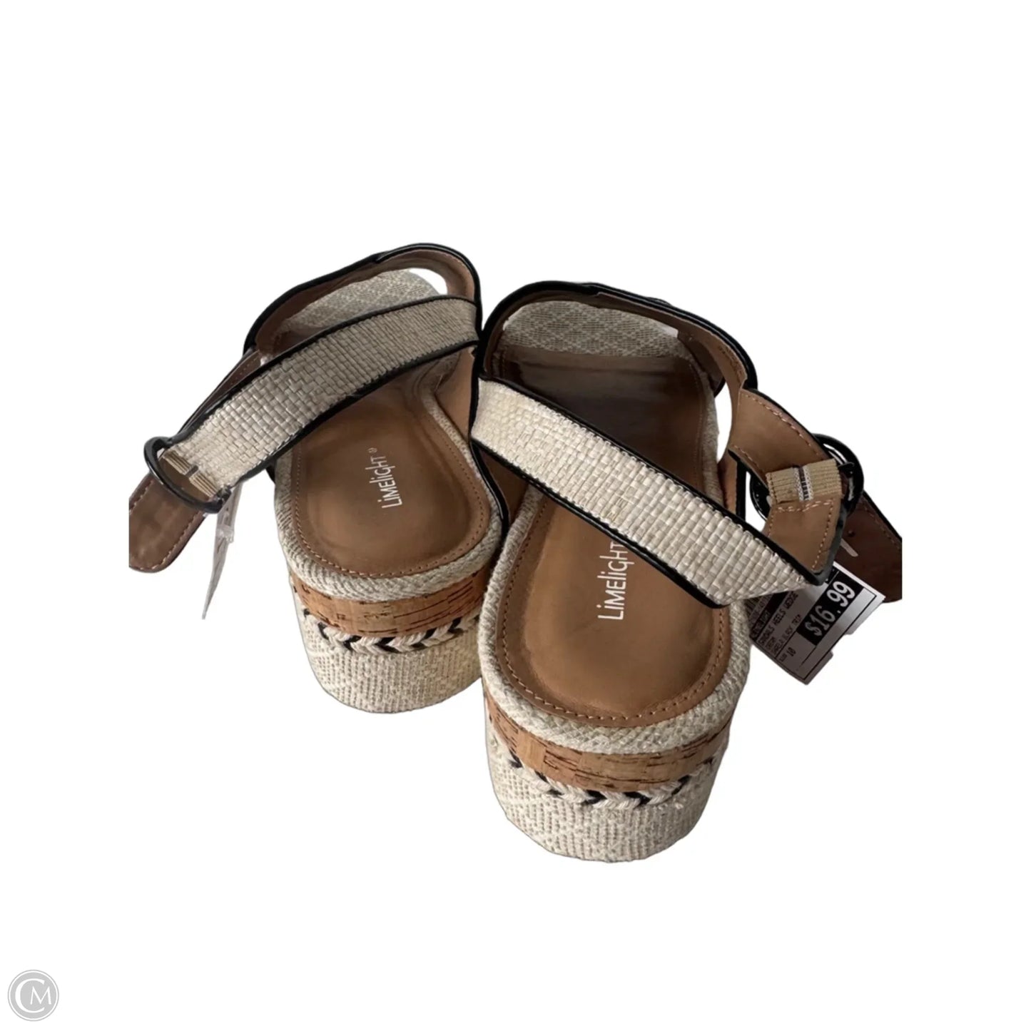 Sandals Heels Wedge By Limelight In Cream, Size: 10