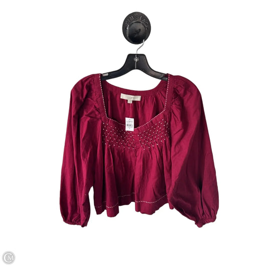Top Long Sleeve By Loft In Red, Size: M