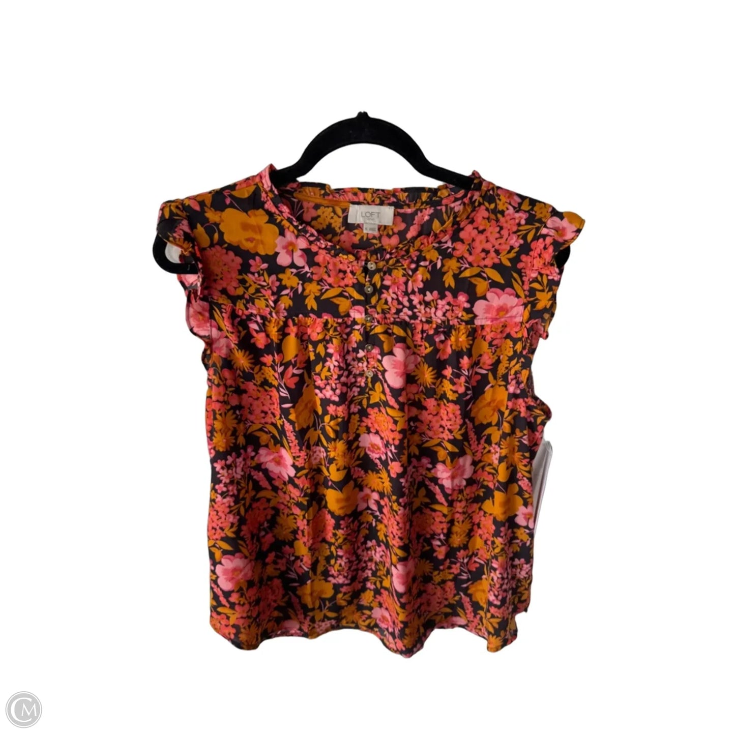 Top Sleeveless By Loft In Orange & White, Size: Xl