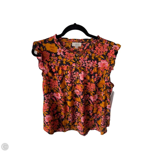 Top Sleeveless By Loft In Orange & White, Size: Xl
