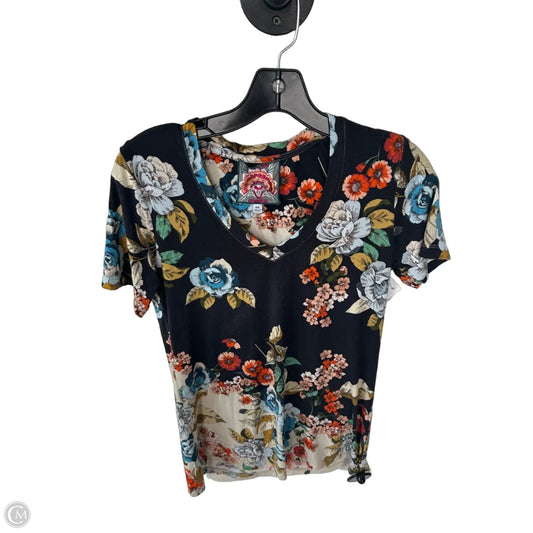 Top Short Sleeve Designer By Johnny Was In Black & Cream, Size: Xxs