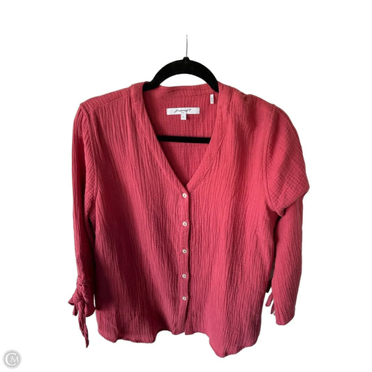 Top Long Sleeve By Foxcroft In Pink, Size: L