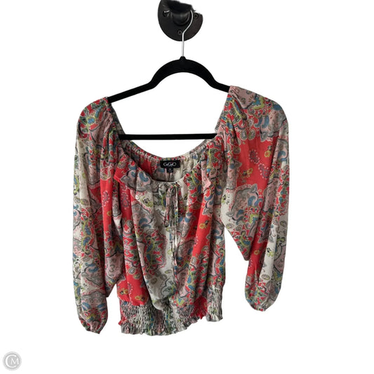 Top Long Sleeve By Gigio In Cream & Orange, Size: M