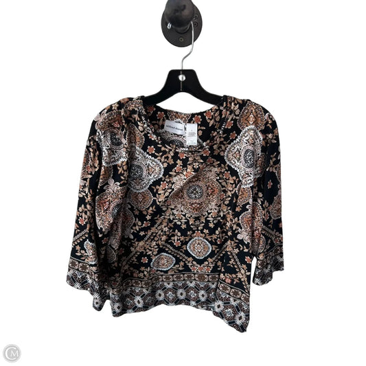 Top 3/4 Sleeve By Alfred Dunner In Black & Brown, Size: L
