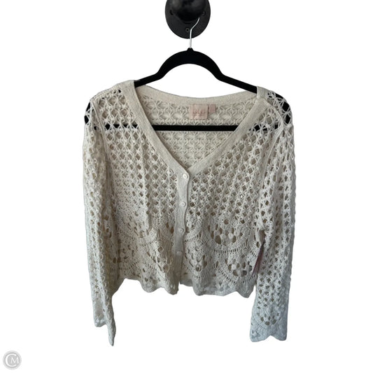 Sweater Cardigan By Good Luck Gem In Cream, Size: L