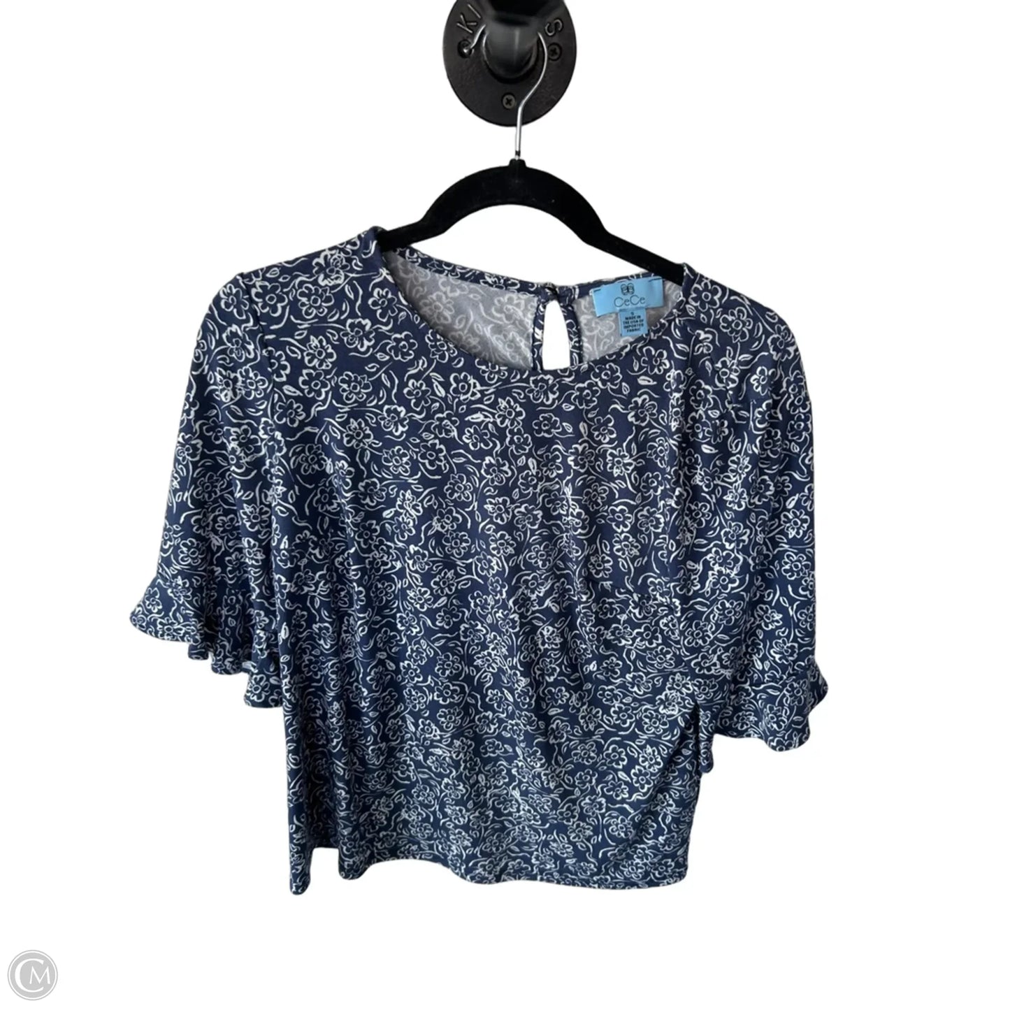 Top Short Sleeve By Cece In Blue & White, Size: S