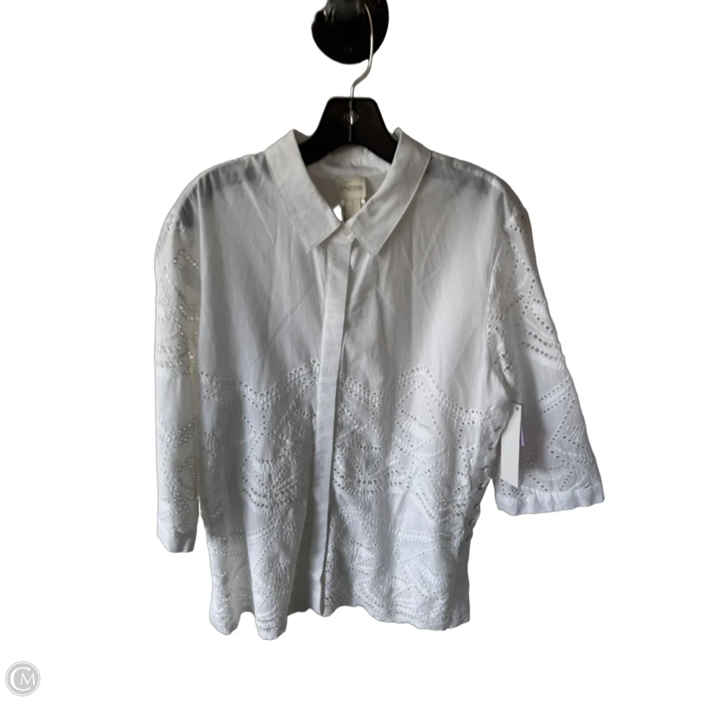 Tunic 3/4 Sleeve By Chicos In White, Size: Xl