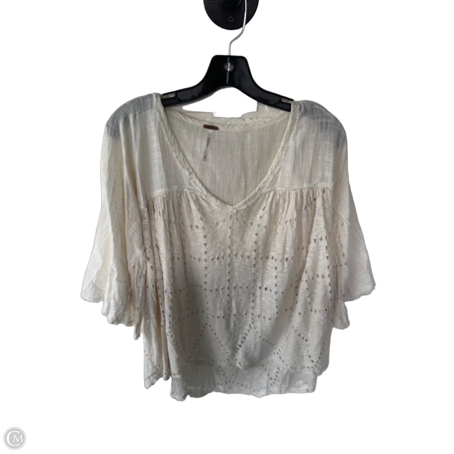 Top 3/4 Sleeve By Free People In Cream, Size: Xs