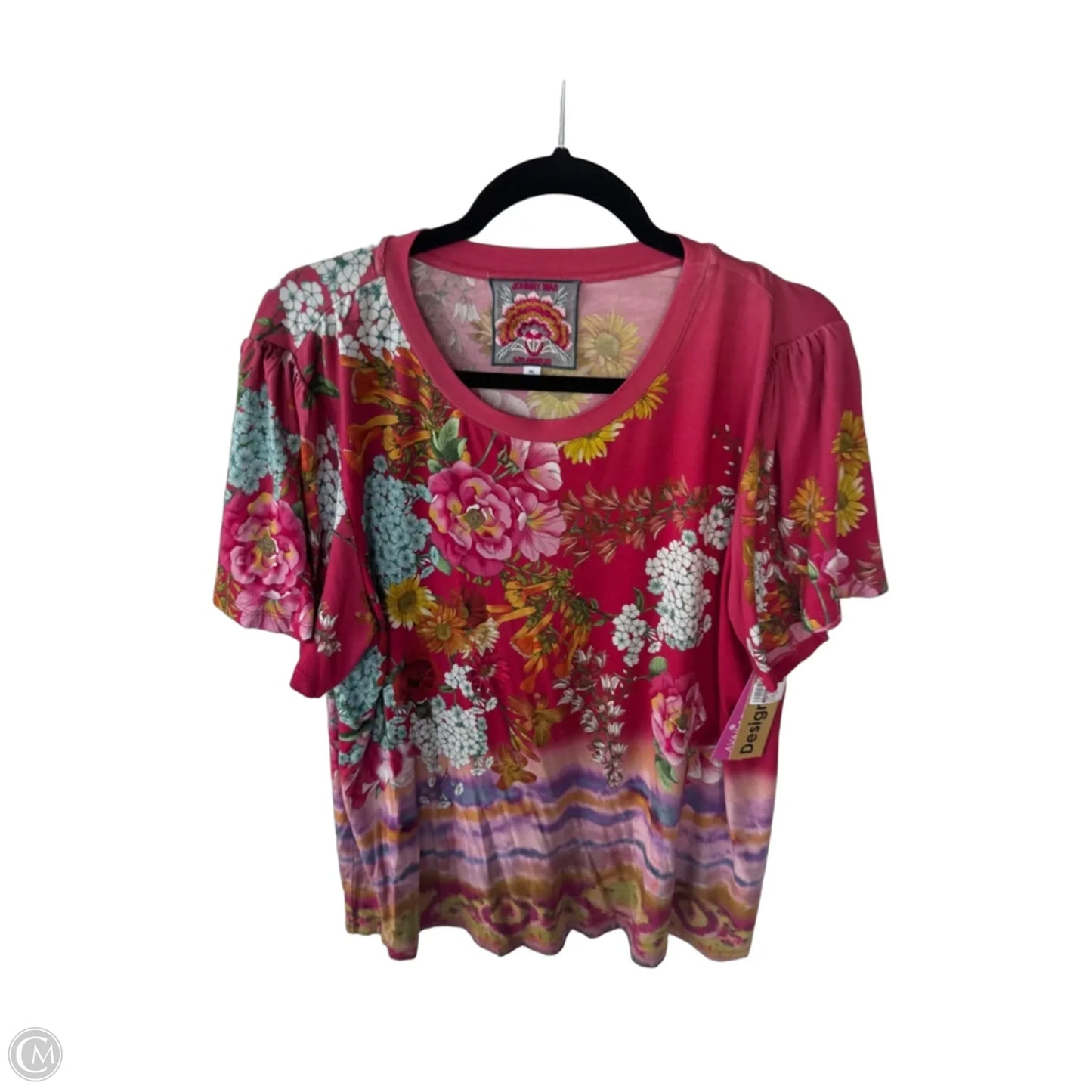 Top Short Sleeve Designer By Johnny Was In Pink, Size: Xl