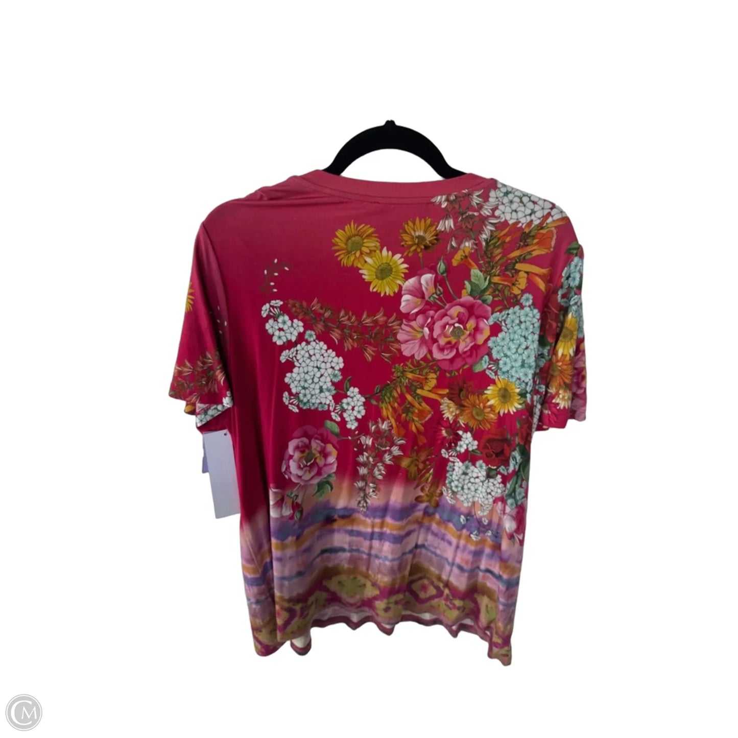 Top Short Sleeve Designer By Johnny Was In Pink, Size: Xl