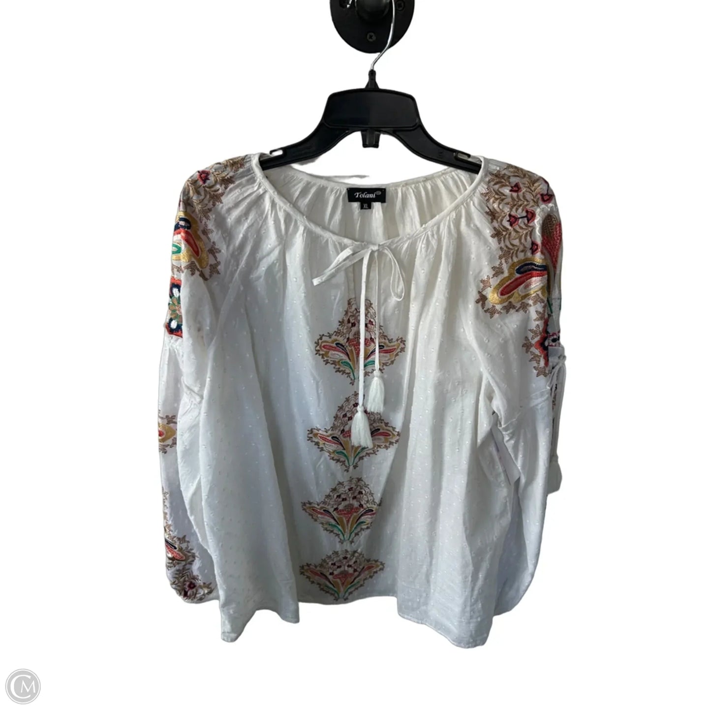 Top Long Sleeve By Tolani In Cream & Tan, Size: Xl