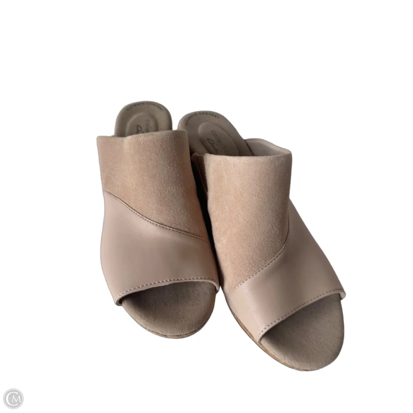 Sandals Heels Wedge By Clarks In Tan, Size: 8.5