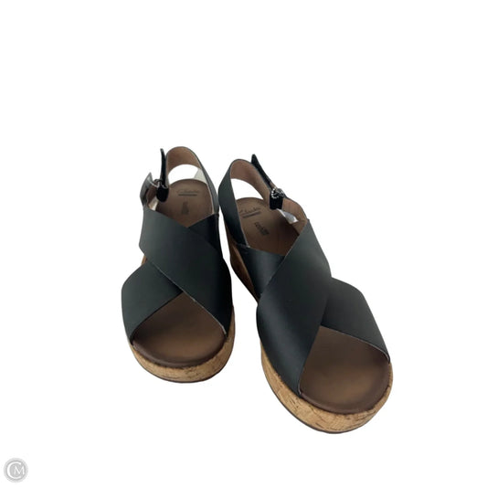Sandals Heels Wedge By Clarks In Black, Size: 11