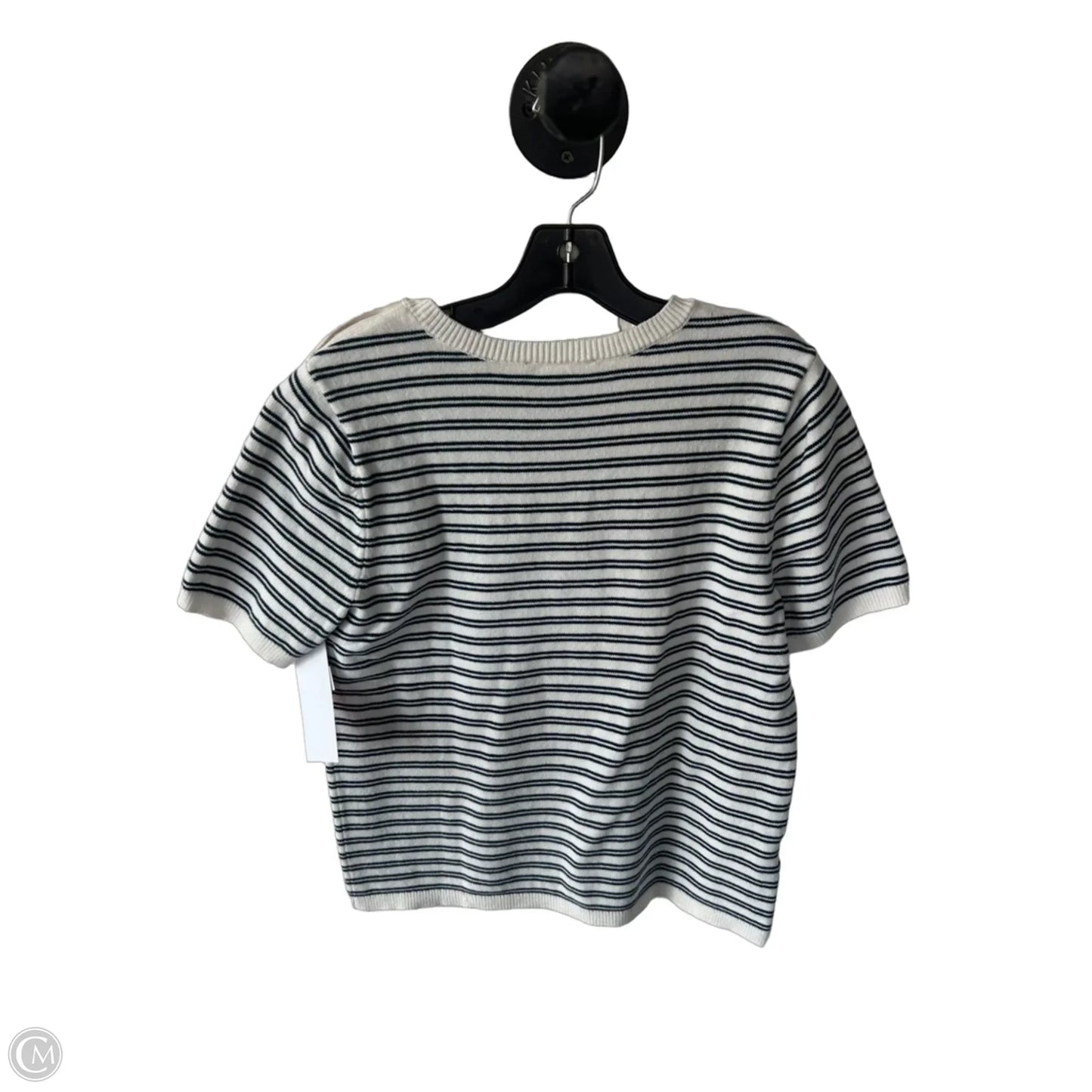Sweater Short Sleeve By Ann Taylor In Blue & White, Size: L