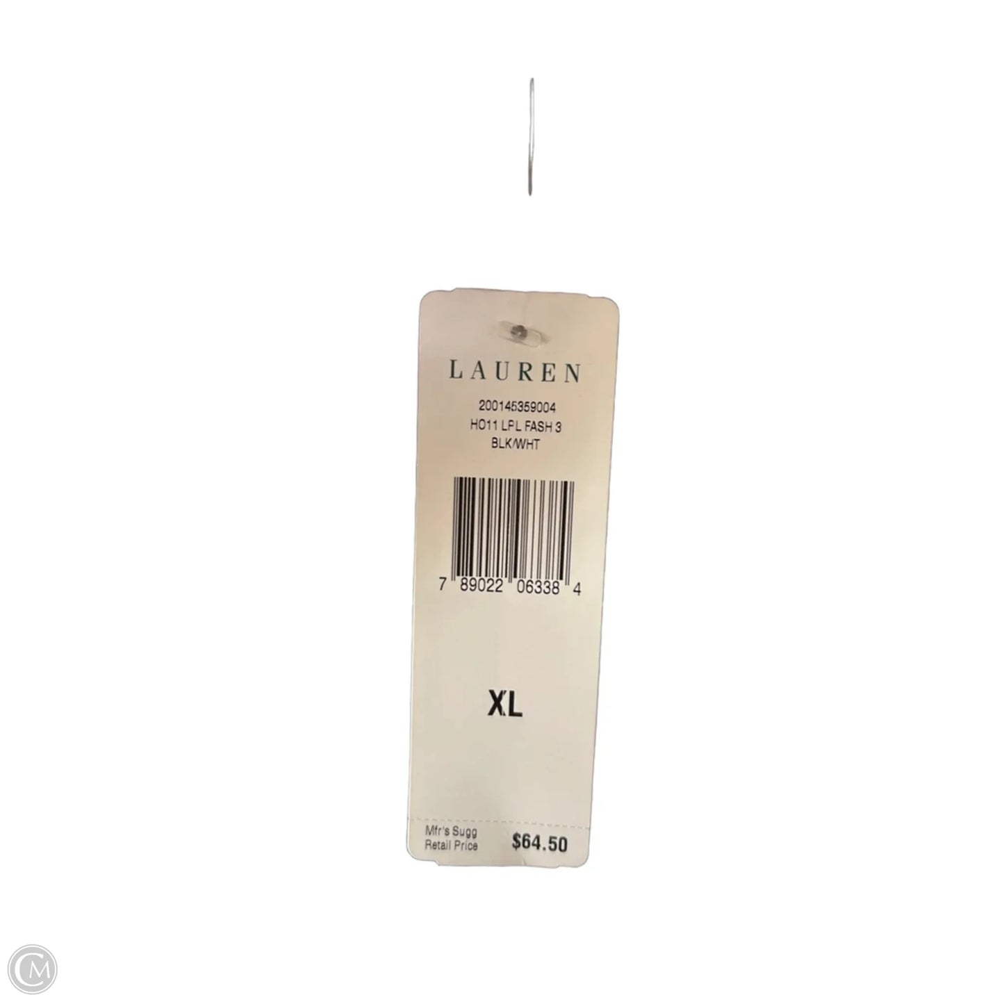 Top 3/4 Sleeve By Lauren By Ralph Lauren In Black & White, Size: Xl