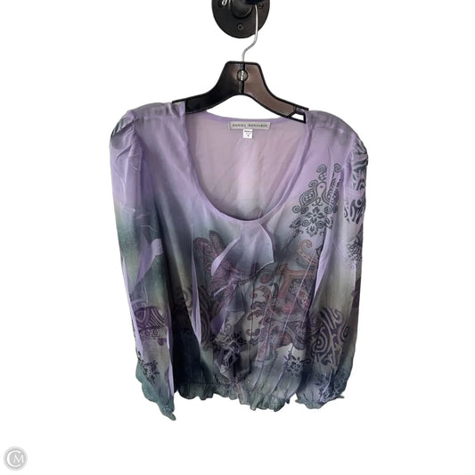 Top Long Sleeve By Cmc In Green & Purple, Size: M